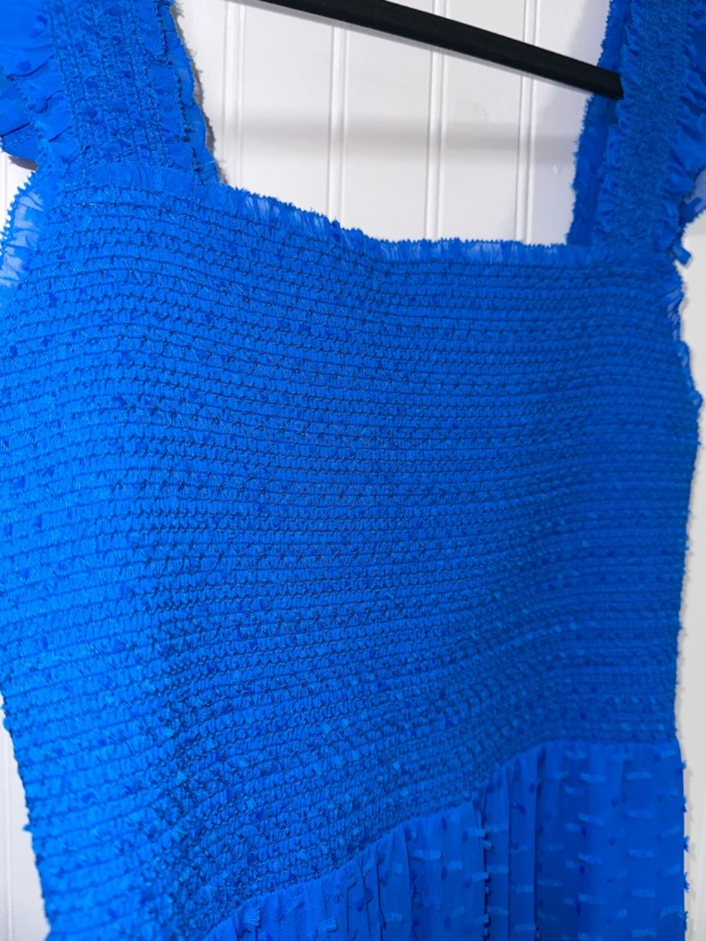 Alice + Olivia Kizzie 8 Cobalt Blue Tiered Smocked Flutter Sleeve Maxi Dress - Picture 9 of 14